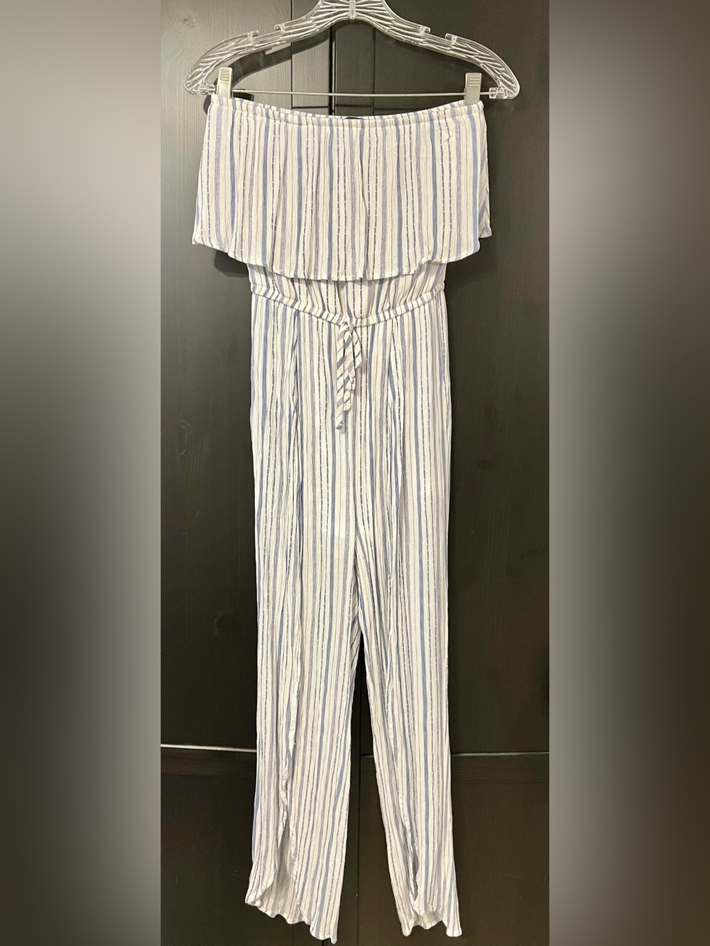 Rue 21 Strapless Jumpsuit in White and Light Blue